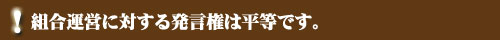 組合運営に対する発言権は平等です。
